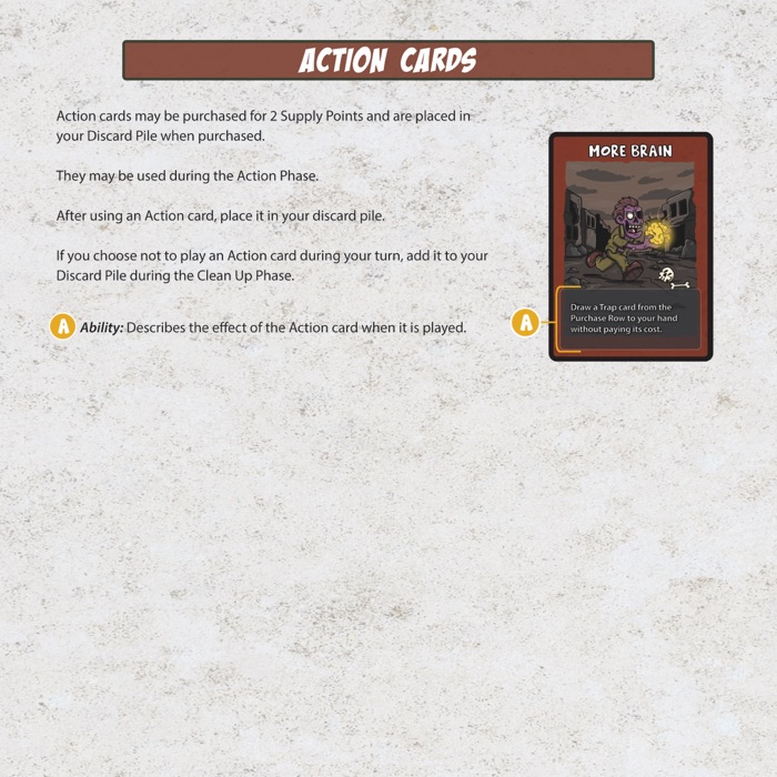 Action card anatomy showing the ability text area